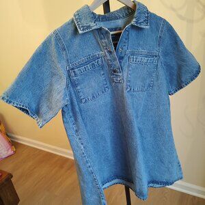 River Island Blue Denim Mini Dress - Size 14 (US)